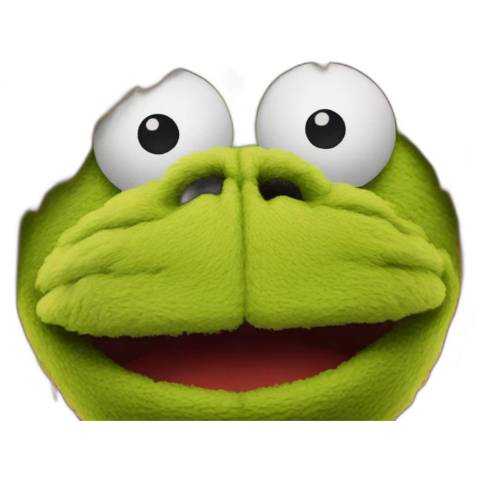 Zoomed in shot of a Muppet with its nose missing emoji