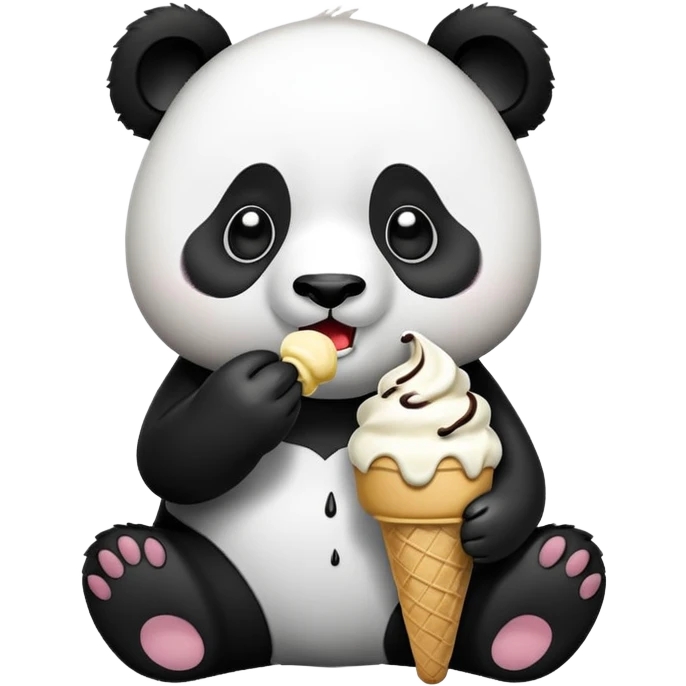 Panda eating ice cream emoji