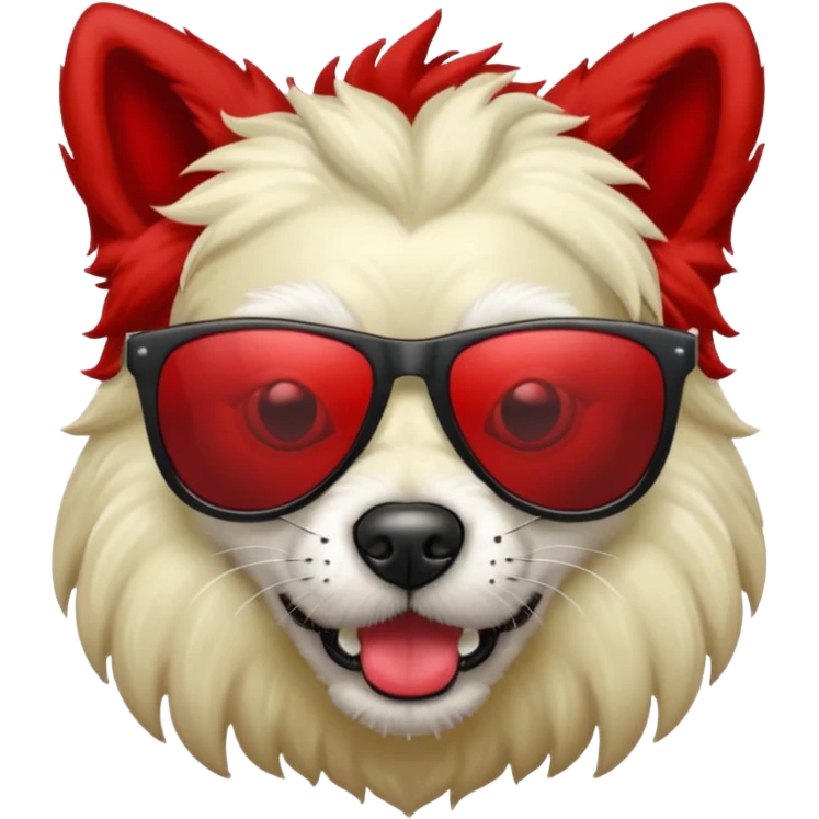 Zombie dog with red hair and sun glasses emoji