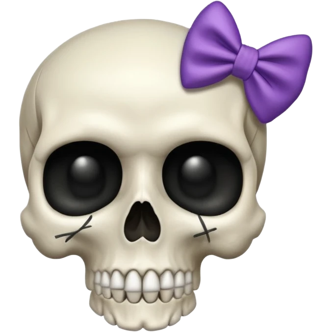  skull with small bow on side head emoji