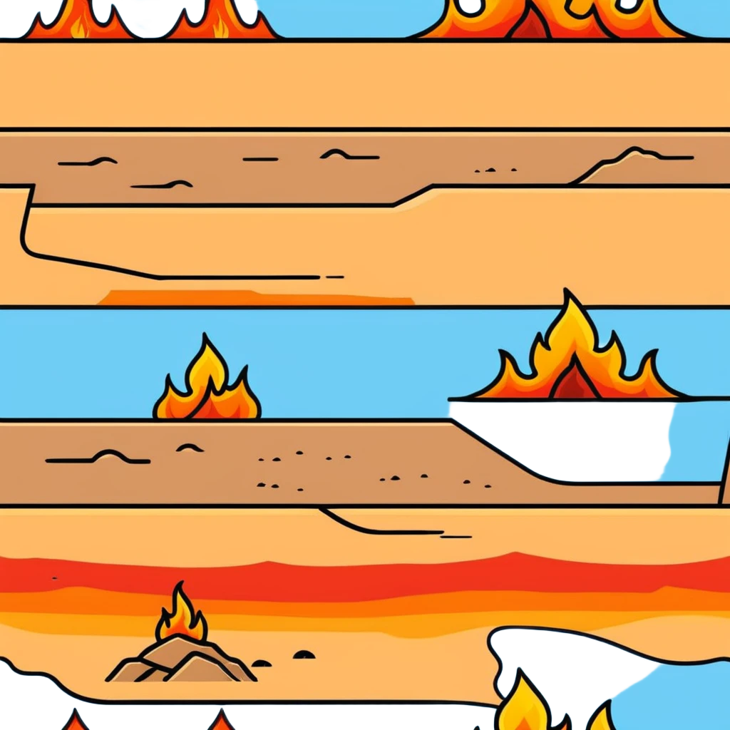 hot burning sand with flames and smoke rising from desert ground emoji