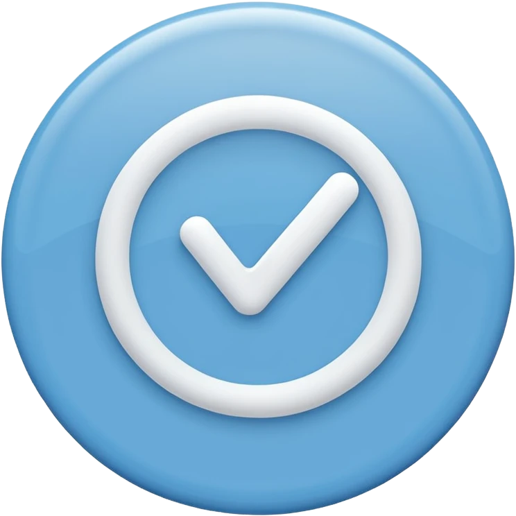 Un rond bleu clair avec le signe correcte en blanc  emoji