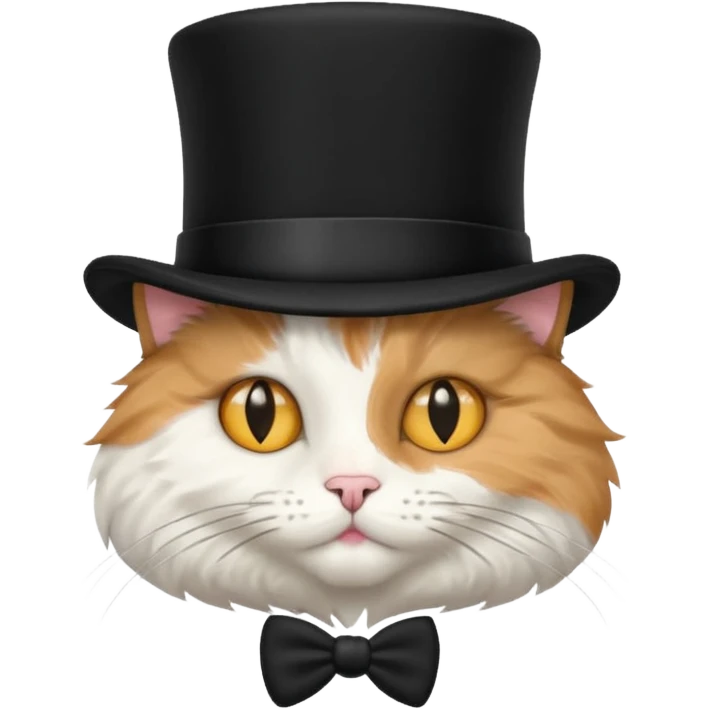 a cat wearing a black tophat emoji
