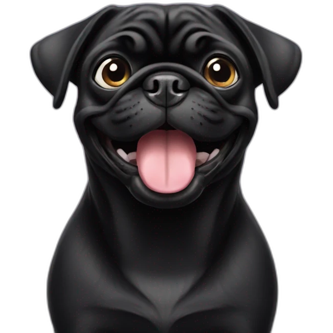 Black Pug smiling emoji