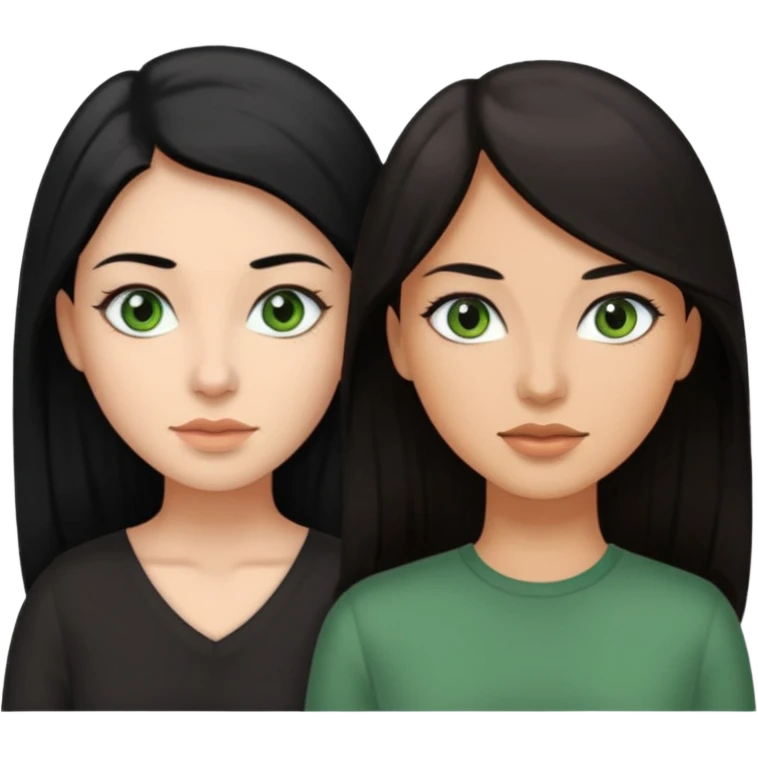 enemies chico pelo negro ojos grises chica pelo castaño largo ojos verdes emoji
