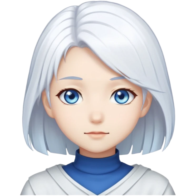 Anime girl with white hair and blue eyes  emoji