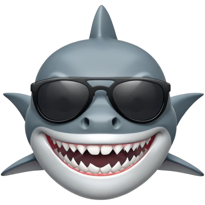 shark with white teeth wearing black sunglasses emoji
