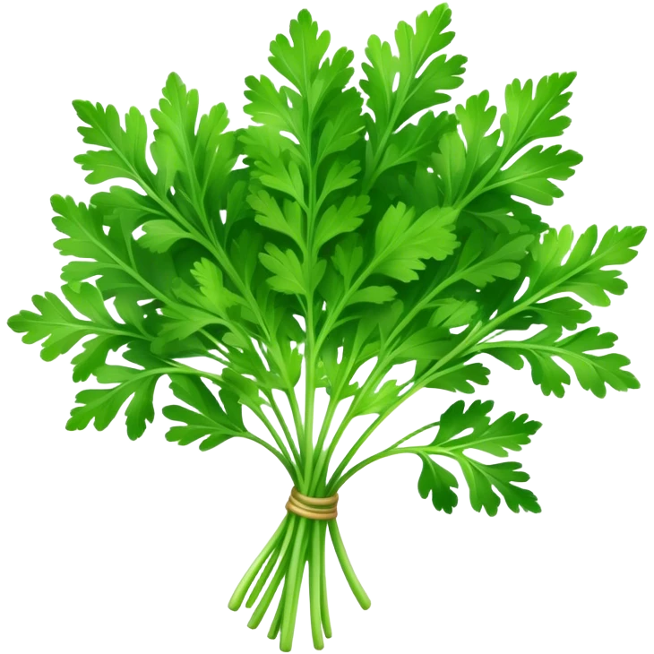 Cinematic Realistic Parsley Emoji, Fresh and vibrant, with bright green, frilly leaves that seem to shimmer with vitality. The plant exudes a sense of healthy growth and aromatic zest, inviting both beauty and flavor into any dish. Soft glowing outline, capturing the essence of freshness, health, and culinary delight in a sprig of parsley! emoji