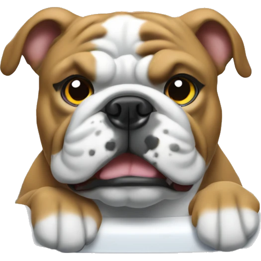 Bulldog in the tub with lightening bolt on forehead  emoji