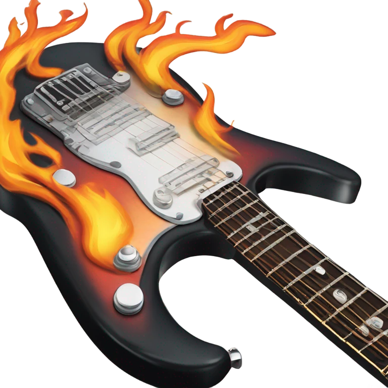 Flaming electric guitar emoji