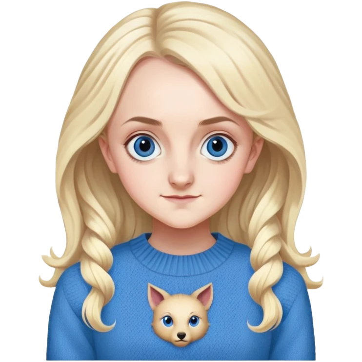 Evanna Lynch is Luna Lovegood in harry potter, wear blue sweater emoji
