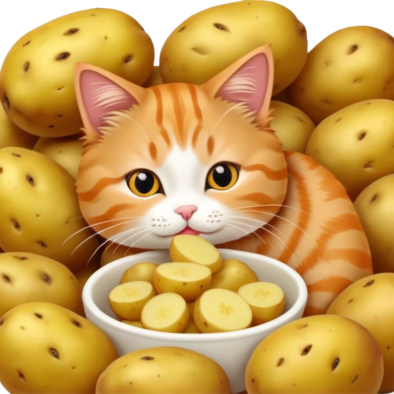Cat eating potatoes emoji