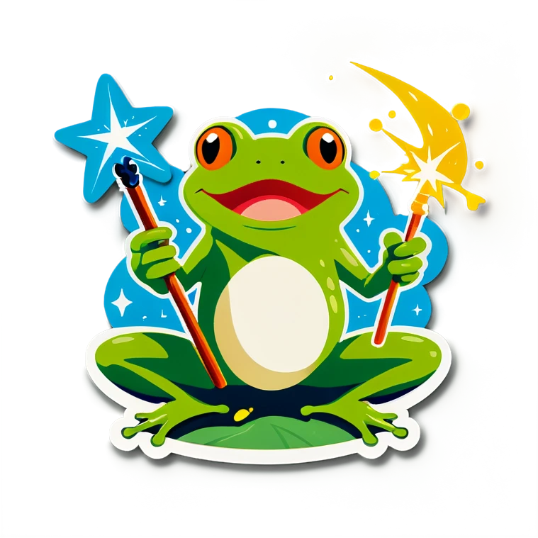 Frog with a magical wand  emoji
