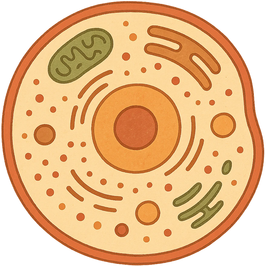 Anatomical illustration of a human cell. Smooth 3D style, soft shading, clean and simple design.
 emoji
