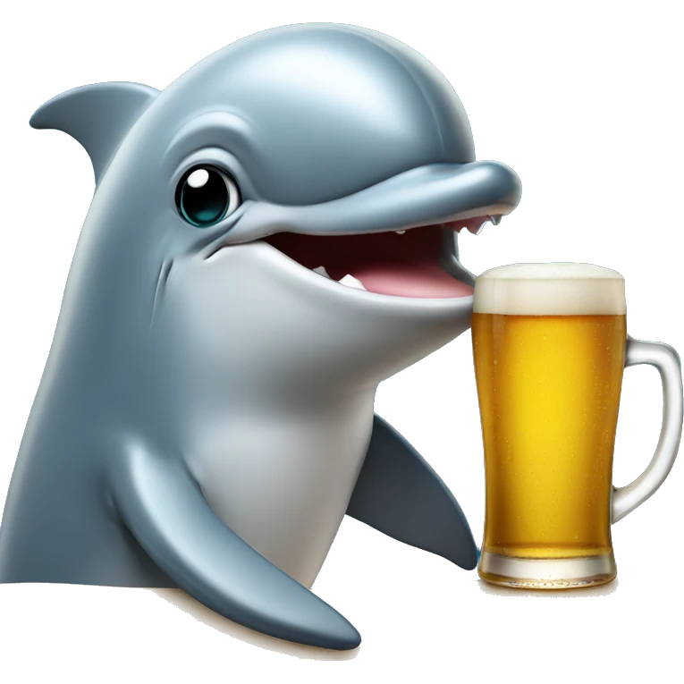 dolphin drinking a beer emoji