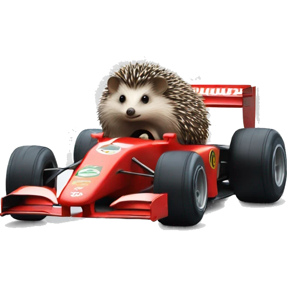 formula1 car with a hedgehog emoji