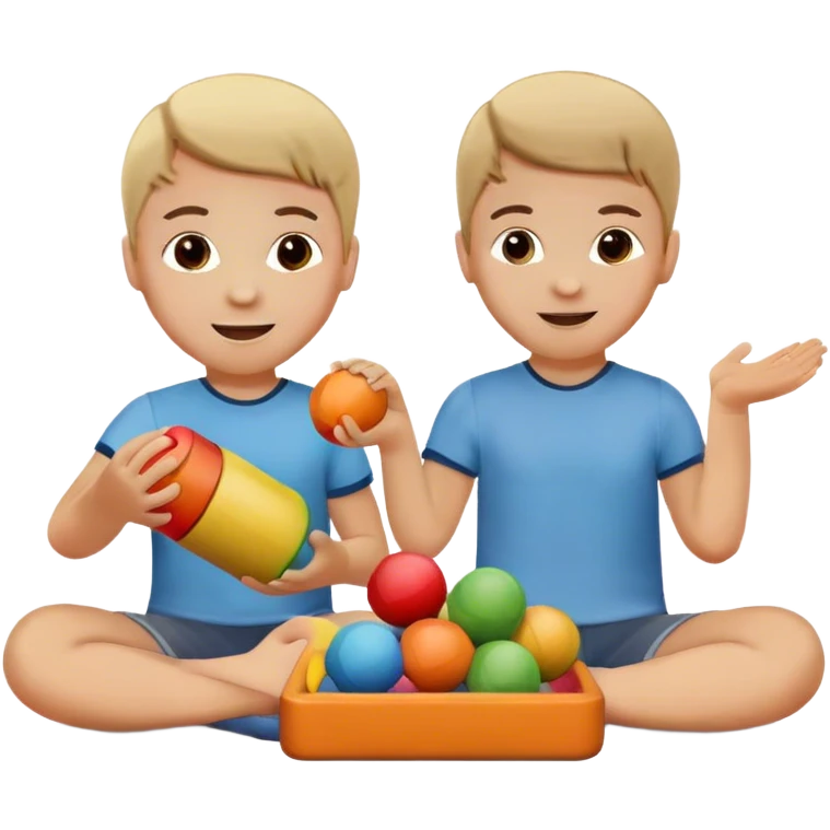 two kids playing with toys at home emoji
