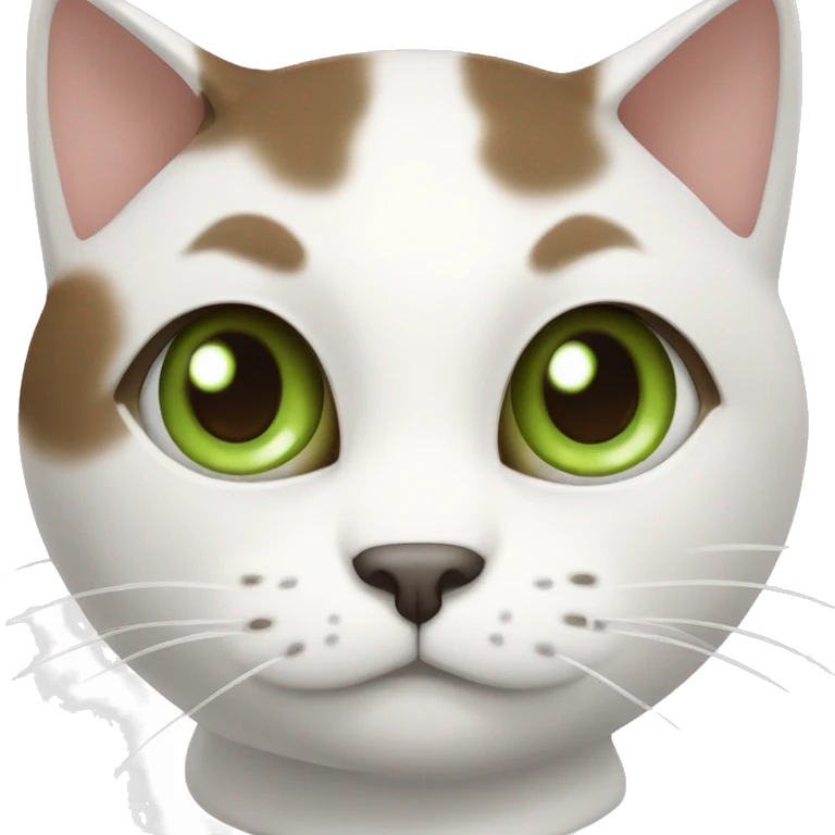 white bi-colour cat with dark brown ears and upper head, brown ears and green eyes emoji