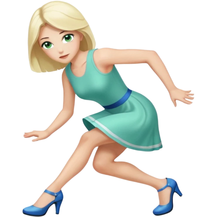 prince, black hair, blue eyes, garment, woman, blonde hair, green eyes, bending knee, sleveless white dress, emoji