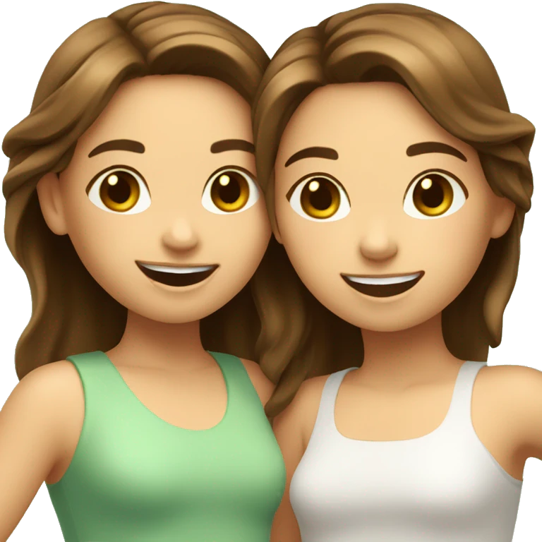 Two happy Girls Brown hair under Palme  emoji