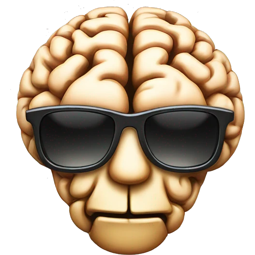 a brain wearing sunglasses. mix the brain emoji with the cool sunglasses smiley emoji emoji