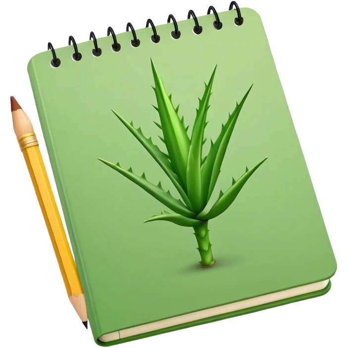 Aloe green notebook with pencil emoji