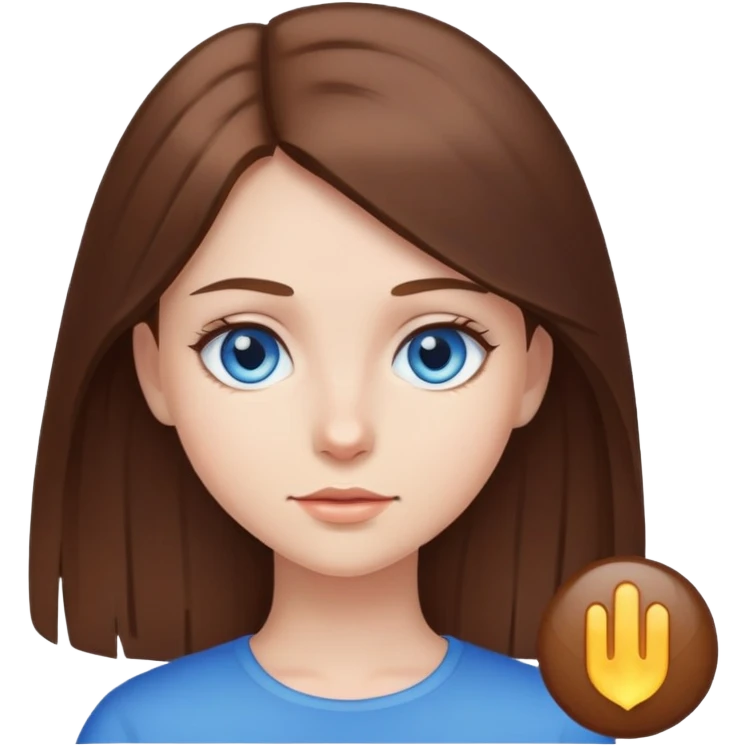 Straight brown hair blue eyed girl emoji