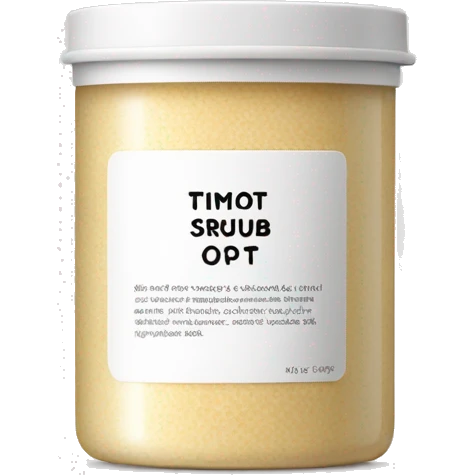 body scrub pot with label emoji