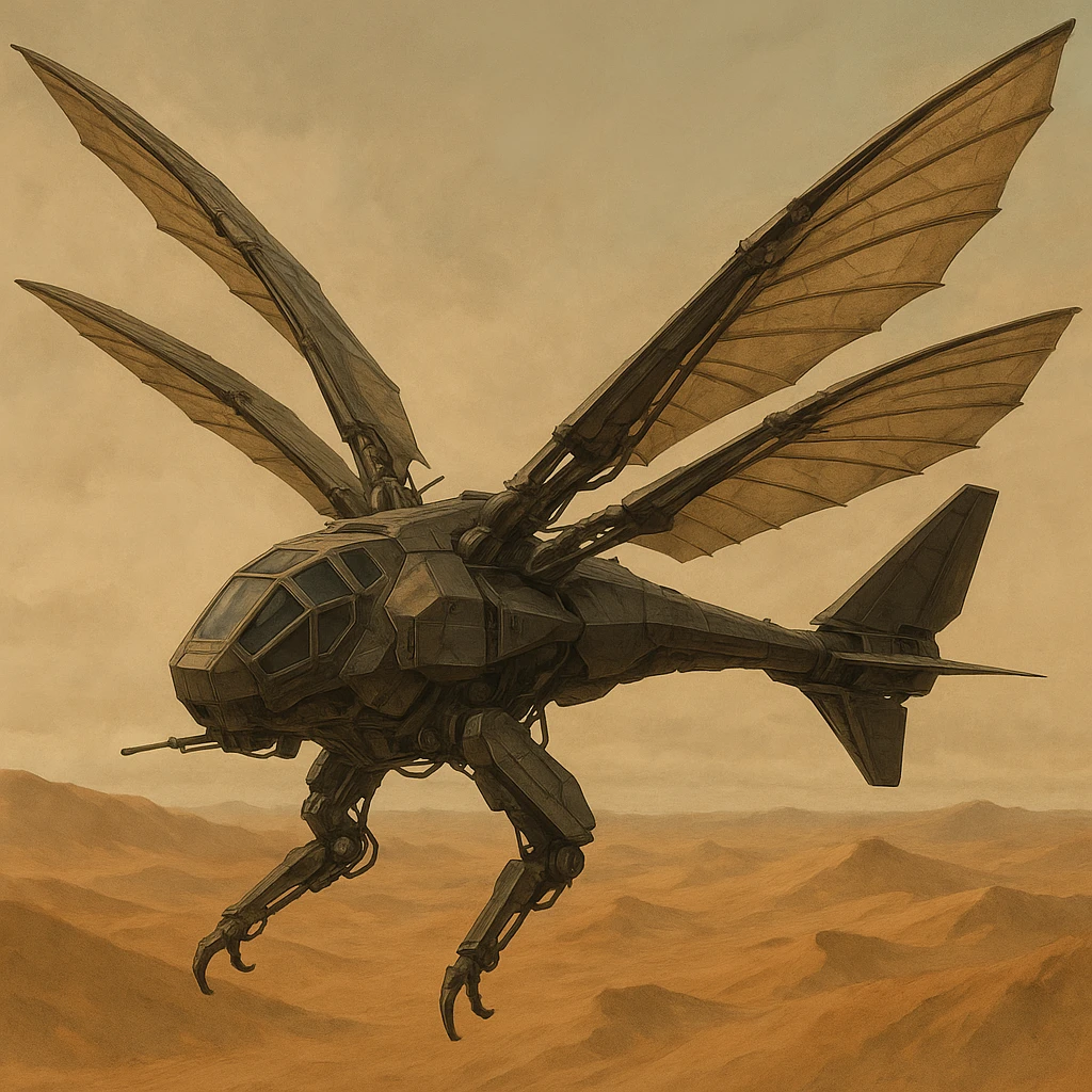 detailed Dune ornithopter inspired by the flying machines from the Dune universe emoji