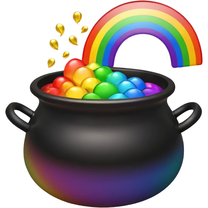 rainbow with a black pot of gold at the end cute emoji