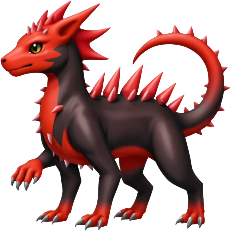 Badass cool shiny Houndoom-Charmeleon-Fakémon-hybrid-creature (full body)  emoji
