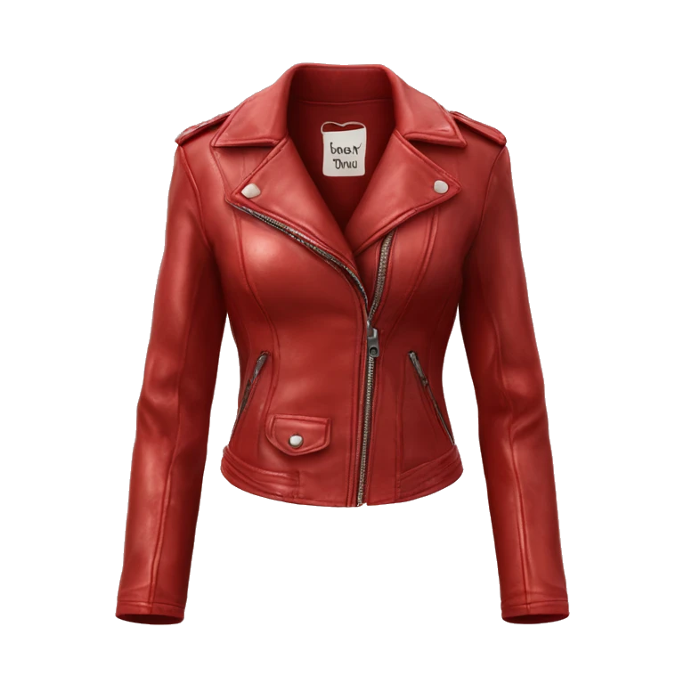 Hyper Realistic isolated open candy apple red feminine fashion leather jacket. emoji