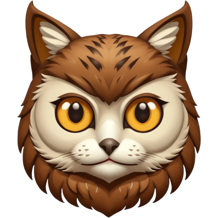 An cats head with a brown on top of the head of the cat the cats head infused with an white owls fulls body with brown wings emoji