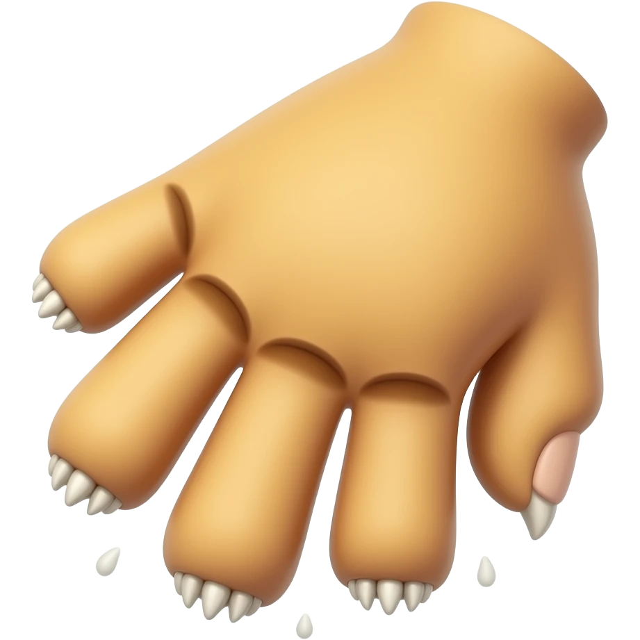 An animal paw swiping downward with claw marks hanging in the air - NO BACKGROUND emoji