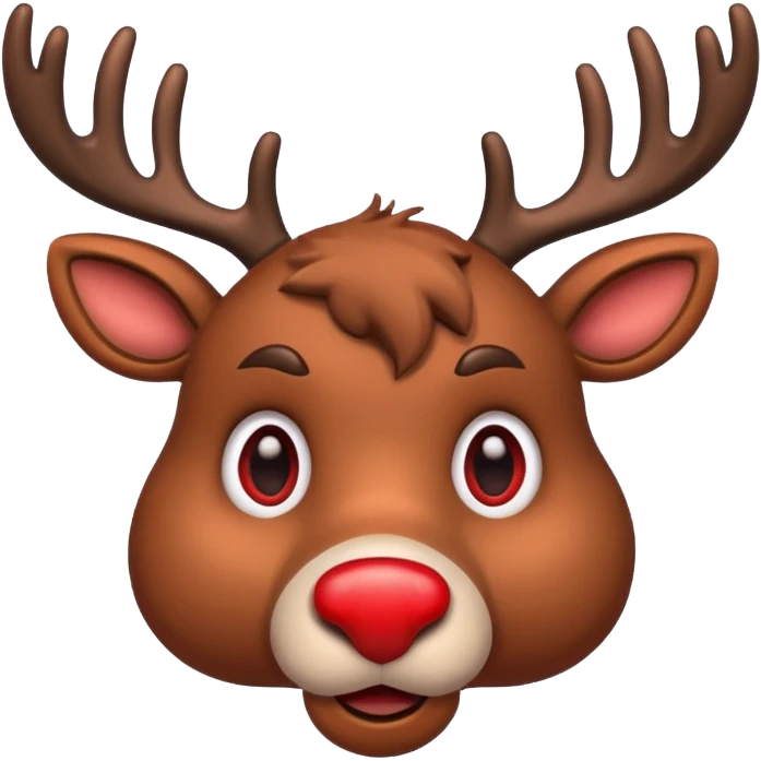 Worried reindeer with red nose emoji