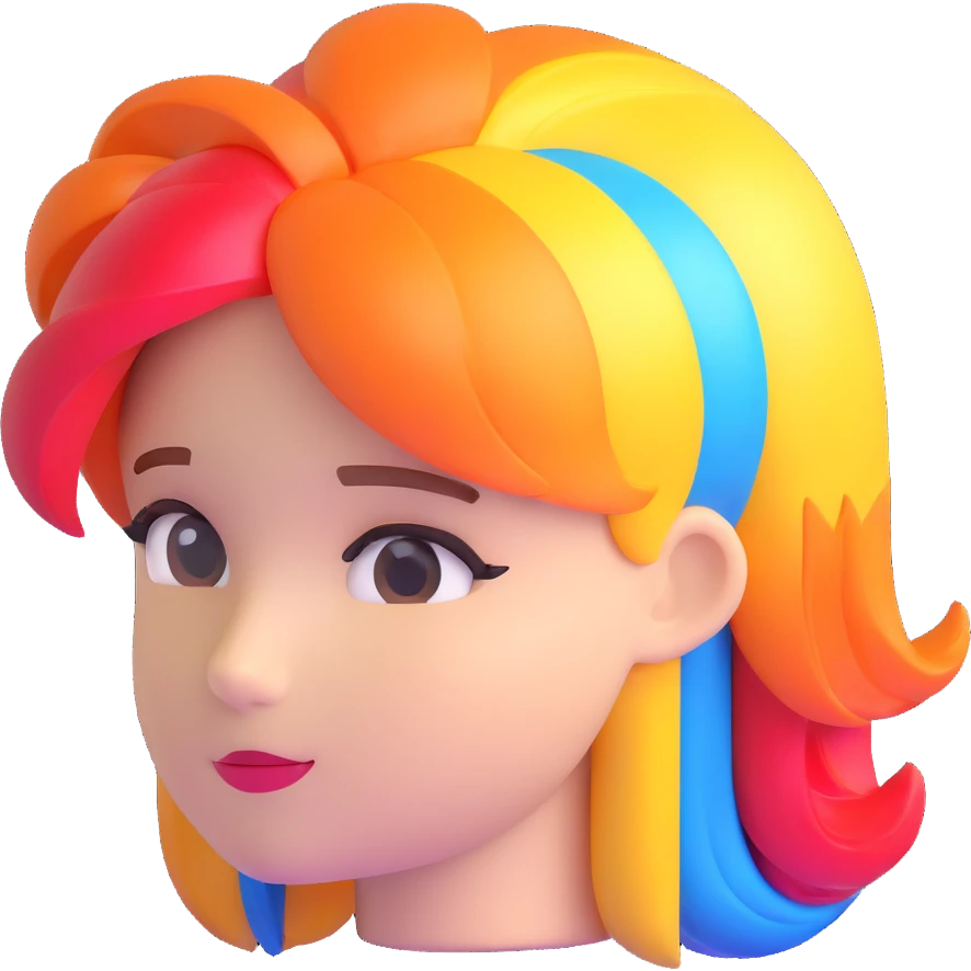 shiny 3D hairstyle with multiple colors emoji