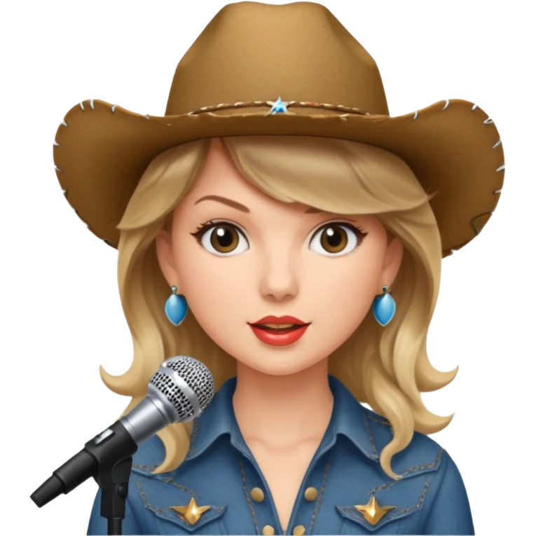 taylor swift is singing with mirco and cowboy hat emoji
