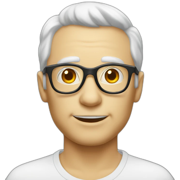 Viel homme blanc chauve avec lunettes rondes sans moustache emoji