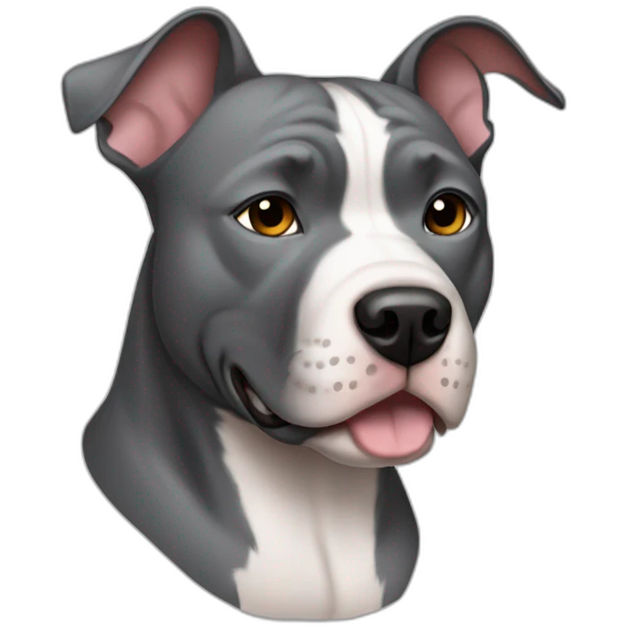 Gray Pitbull crop ear emoji