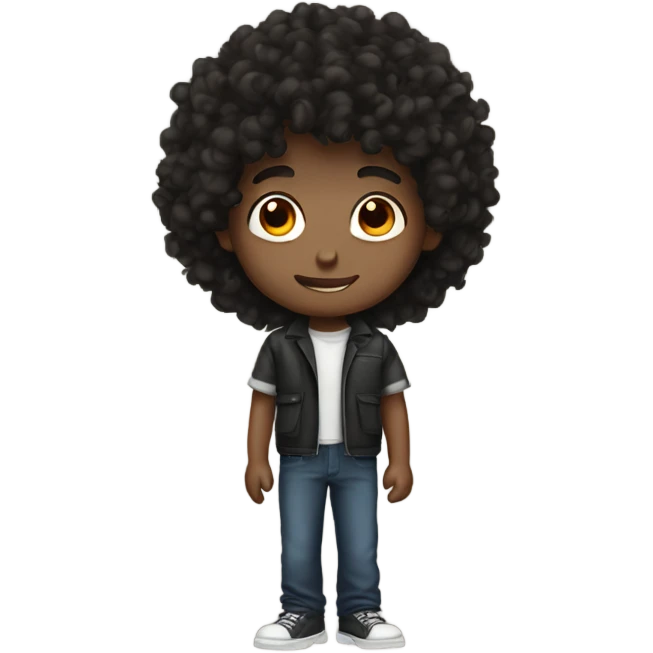 Black curly hair Boy with brown eyes  emoji