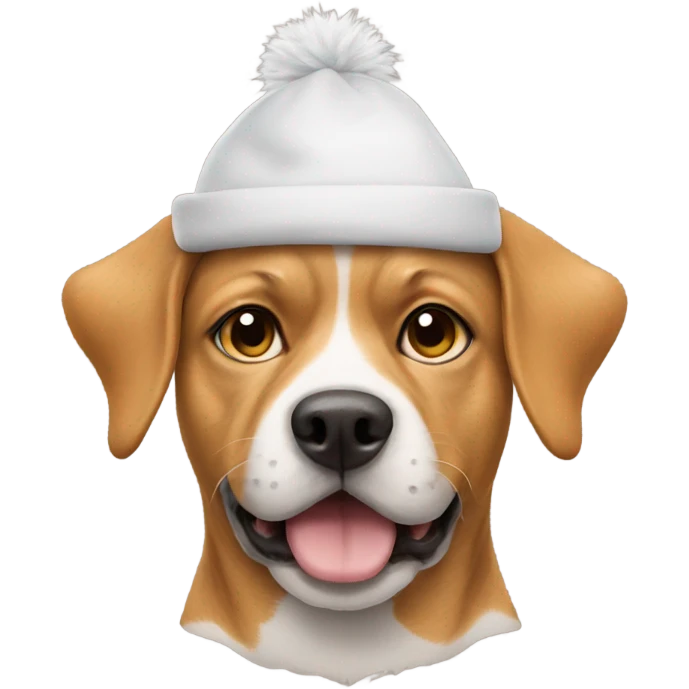 Dog wearing a cat hat emoji