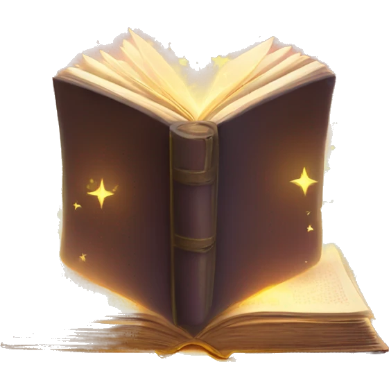 open magic book with light beams coming out emoji