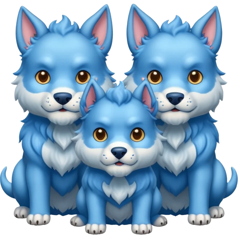 cute blue cerberus (one body, 3 heads) emoji