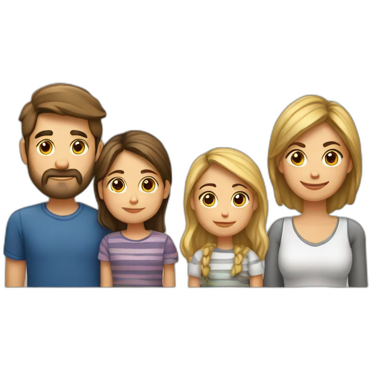 Papa-mama-hijo rubio-hija morena-perro breton emoji