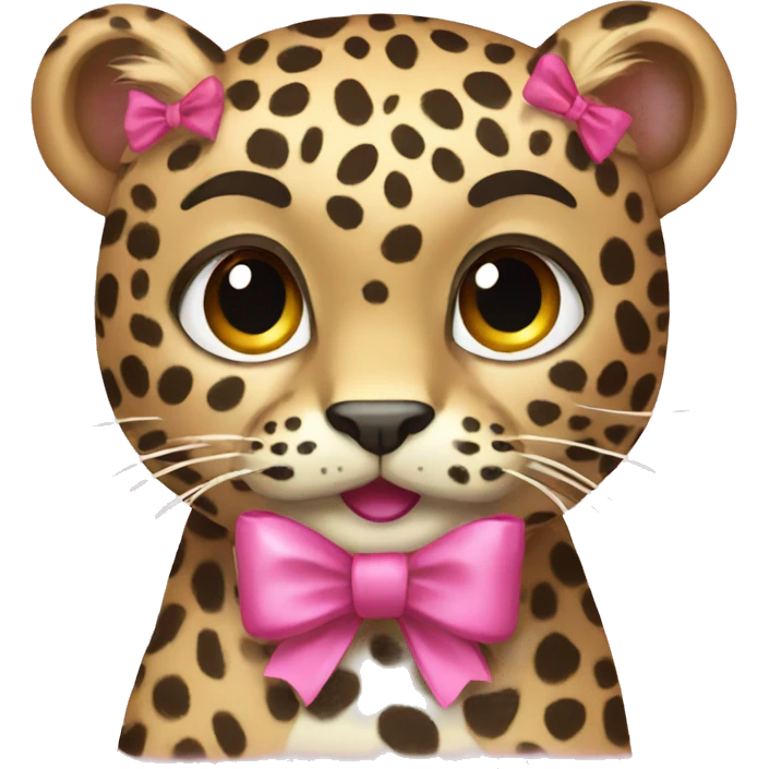 show leopard with pink bow emoji