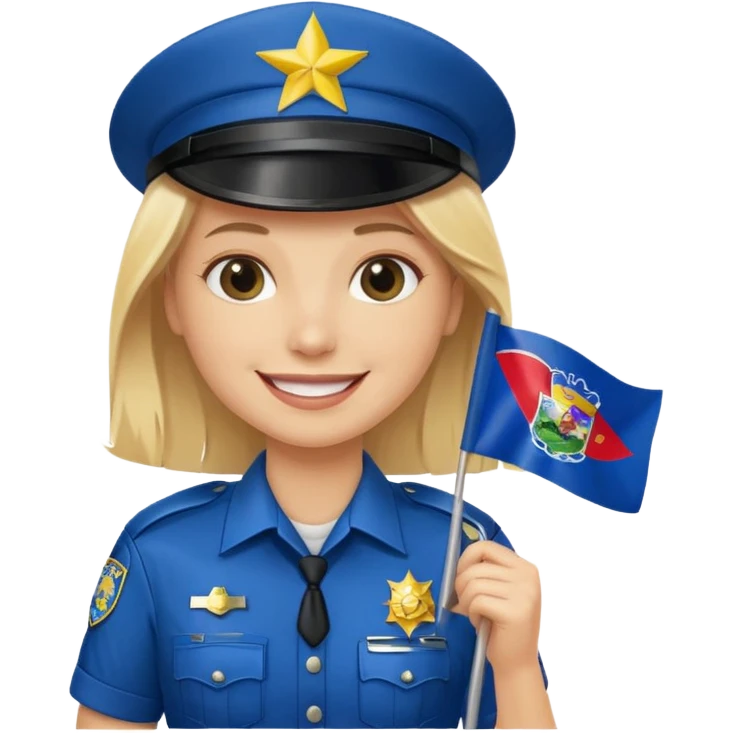A blond cop holding a Kansas flag emoji