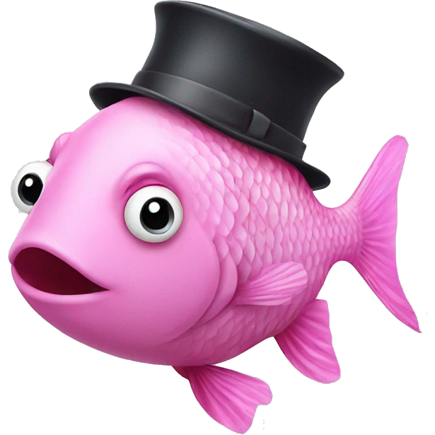 pink fish with a hat emoji