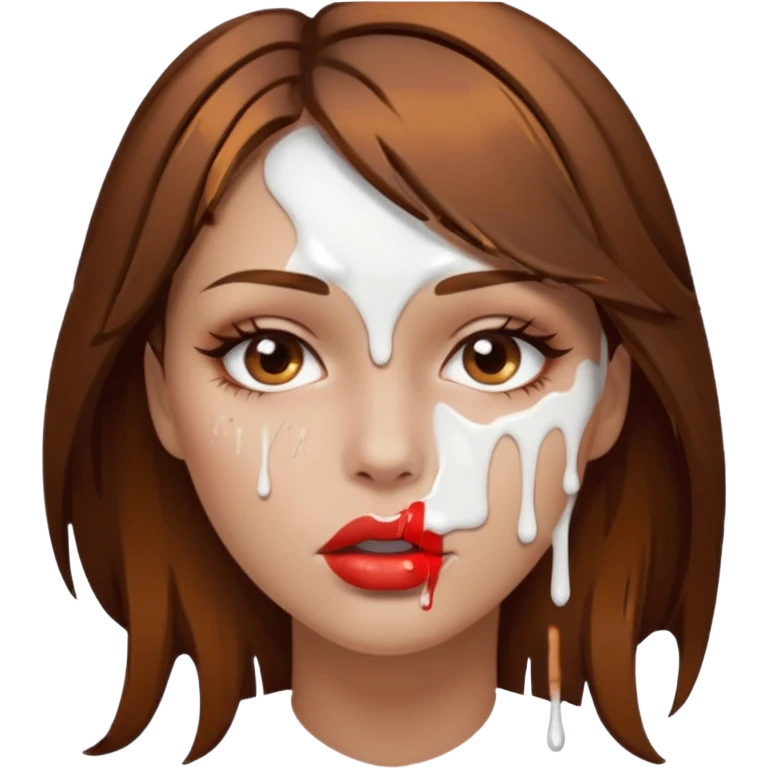 Brown Hair, Woman, white paint drip, face, hot, Sexy, lips emoji