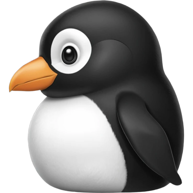 penguin side slightly side ways eyes facing forward suspiciously and funny emoji