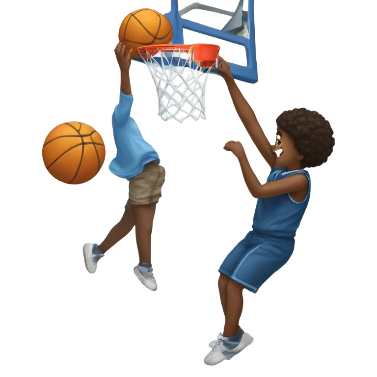 Girl dunking on boy emoji